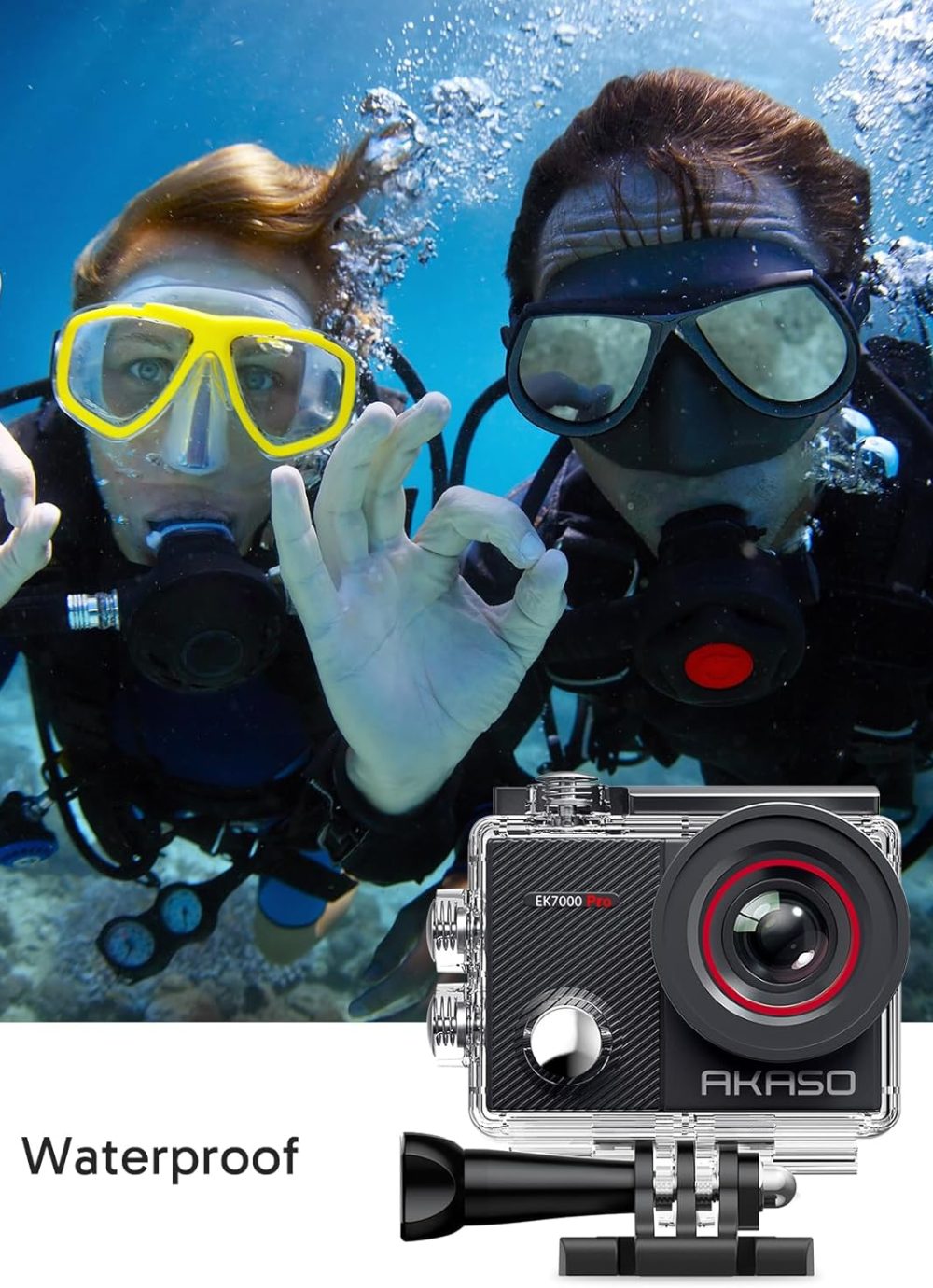 AKASO EK7000 Pro 4K30fps Action Camera with Touch Screen EIS 131ft Waterproof Underwater Camera Remote Control 5X Zoom with Helmet Accessories Kit (Standalone) - Image 4