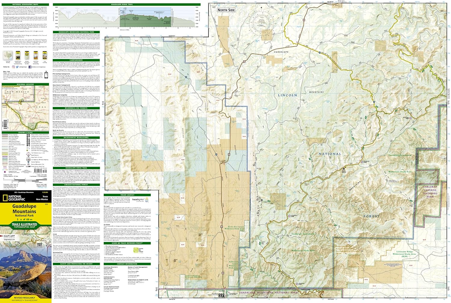 Guadalupe Mountains National Park Map (National Geographic Trails Illustrated Map, 203) - Image 4