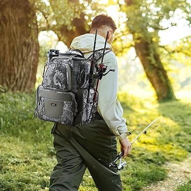 Piscifun Fishing Tackle Backpack with 4 Trays, Large Outdoor Storage Tackle Bag with Protective Rain Cover for Fishing Gear - Image 3